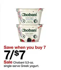 Target Chobani 5.3-oz. single-serve Greek yogurt offer