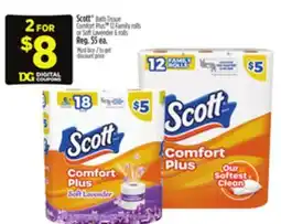 Dollar General Scott Bath Tissue Comfort Plus or Soft Lavender offer