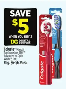 Dollar General Colgate Manual Toothbrushes 360° Advanced or Optic White offer