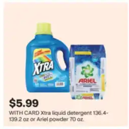 CVS Xtra liquid detergent 136.4-139.2 oz or Ariel powder 70 oz offer