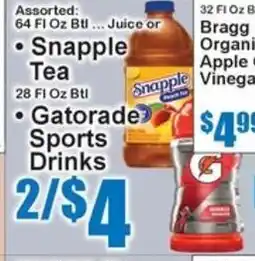 Super Fresh Snapple Tea , Gatorade Sports Drinks offer