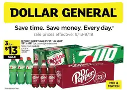 Dollar General Dr Pepper Sunkist Canada Dry RC Cola Squirt 7UP or A&W offer