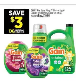 Dollar General Gain Plus Super Flings! or Liquid Laundry Detergent offer
