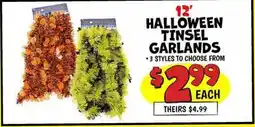 Ollie's HALLOWEEN TINSEL GARLANDS offer