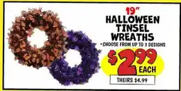 Ollie's HALLOWEEN TINSEL WREATHS offer