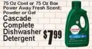 Super Fresh Cascade complete dishwasher detergent offer