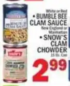 C Town Bumble Bee Clam Sauce, Snow's Clam Chowder offer