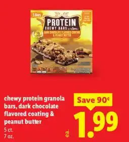 Lidl chewy protein granola bars, dark chocolate flavored coating & peanut butter offer