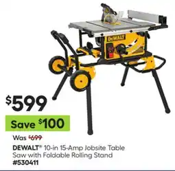 Lowe's 10-in 15-Amp Jobsite Table Saw with Foldable Rolling Stand offer