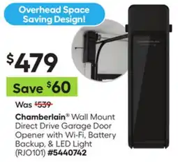 Lowe's Wall Mount Direct Drive Garage Door Opener with Wi-Fi, Battery Backup, & LED Light offer