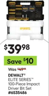 Lowe's ELITE SERIES 100-Piece Impact Driver Bit Set offer
