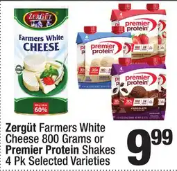 Super King Markets Zergüt Farmers White Cheese 800 Grams or Premier Protein Shakes offer