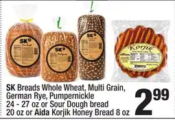 Super King Markets SK Breads Whole Wheat, Multi Grain, German Rye, Pumpernickle or Aida Korjik Honey Bread offer