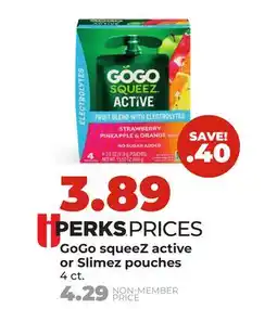 Hy-Vee GoGo squeeZ active or Slimez pouches offer