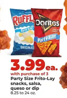 Hy-Vee Party Size Frito-Lay snacks, salsa, queso or dip offer