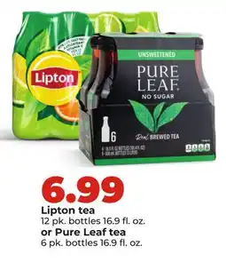 Hy-Vee Lipton tea 12 pk. bottles 16.9 fl. oz. or Pure Leaf tea 6 pk. bottles 16.9 fl. oz offer