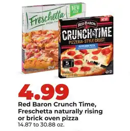 Hy-Vee Red Baron Crunch Time, Freschetta naturally rising or brick oven pizza offer