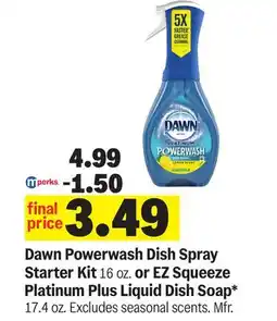 Meijer Dawn Powerwash Dish Spray Starter Kit 16 oz. or EZ Squeeze Platinum Plus Liquid Dish Soap offer