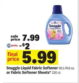 Meijer Snuggle Liquid Fabric Softener 66.1-74.8 oz. or Fabric Softener Sheets* 230 ct offer