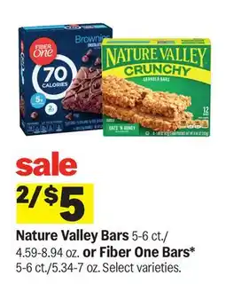 Meijer Nature Valley Bars 5-6 ct./ 4.59-8.94 oz. or Fiber One Bars* 5-6 ct./5.34-7 oz offer