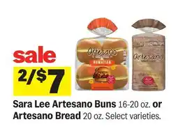 Meijer Sara Lee Artesano Buns 16-20 oz. or Artesano Bread 20 oz offer