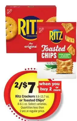 Meijer Ritz Crackers 8.8-13.7 oz. or Toasted Chips* 8-8.1 oz offer