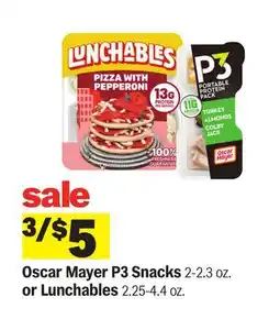 Meijer Oscar Mayer P3 Snacks 2-2.3 oz. or Lunchables 2.25-4.4 oz offer