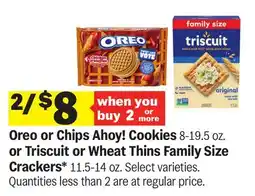 Meijer Oreo or Chips Ahoy! Cookies 8-19.5 oz. Triscuit or Wheat Thins Family Size Crackers* 11.5-14 oz offer
