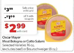 Family Fresh Market Oscar Mayer Meat Bologna or Cotto Salami offer