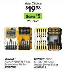 Lowe's DeWalt tough grip 55-piece screwdriver bit set offer