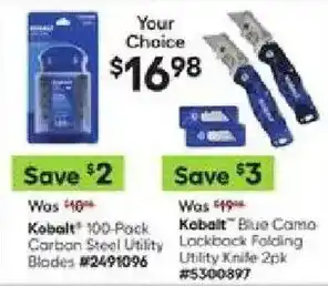 Kobalt 100-Pack Carbon Steel Utility Blades
