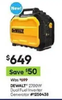 Lowe's DeWalt 2700w dual fuel inverter generator offer