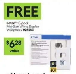 Lowe's Eaton mid-size white duplex wallplates offer