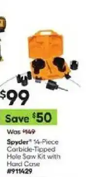 Lowe's Spyder 14-Piece Carbide-Tipped Hole Saw Kit offer