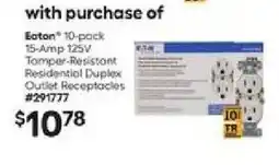 Lowe's Eaton 10-pack 15-Amp 125V Tamper-Resistant Residential Duplex Outlet Receptacles offer