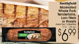 Family Fare Smithfield marinated whole pork tenderloins, loin filets or roasts offer