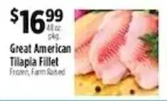 Pioneer Supermarkets Great American Tilapia Fillet offer