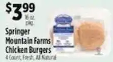 Pioneer Supermarkets Springer mountain farms chicken burgers offer
