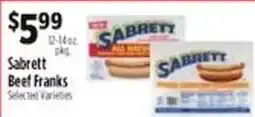 Pioneer Supermarkets Sabrett Beef Franks offer