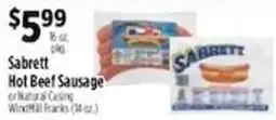 Pioneer Supermarkets Sabrett hot beef sausage offer