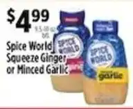 Pioneer Supermarkets Spice World Squeeze Ginger or Minced Garlic offer