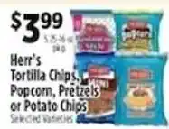 Pioneer Supermarkets Herr's Tortilla Chips, Popcorn, Pretzels or Potato Chips offer