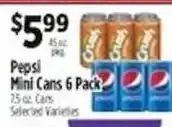 Pioneer Supermarkets Pepsi Mini Cans offer