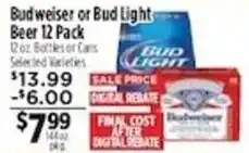Pioneer Supermarkets Budweiser or Bud Light Beer offer