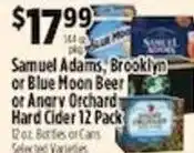 Pioneer Supermarkets Samuel Adams, Brooklyn or Blue Moon Beer or Anary Orchard Hard Cider offer