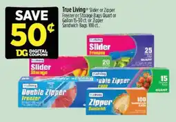 Dollar General True Living Slider or Zipper Freezer or Storage Bags offer