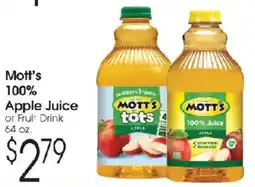 Family Fare Mott's 100% Apple Juice or Fruit Drink offer
