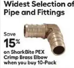 Lowe's SharkBite PEX Crimp Brass Elbow offer