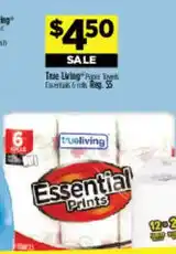 Dollar General True Living essential prints paper towels offer