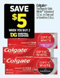 Dollar General Colgate toothpaste optic white offer